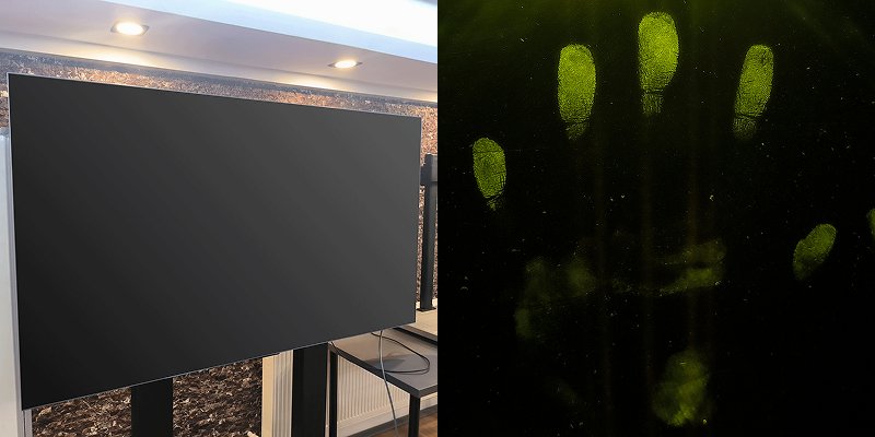 non-powdered palmprint application visible-revealing combination