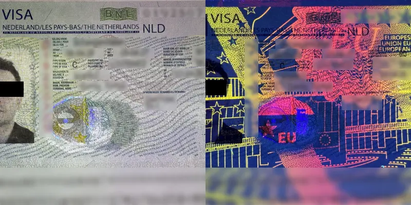 Reflection on Security-Patterned, Semi-Gloss, Polycarbonate/Plastic ID Card